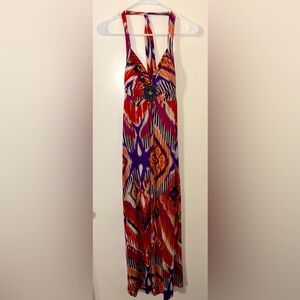 Heart Soul multi colored halter maxi dress.